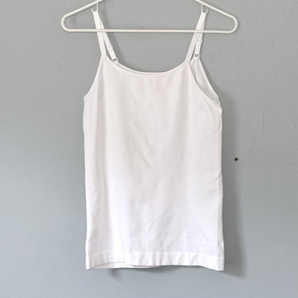 Shapermint Essentials Tank Top XL White Scoop Neck Cami Spaghetti Adjustable
